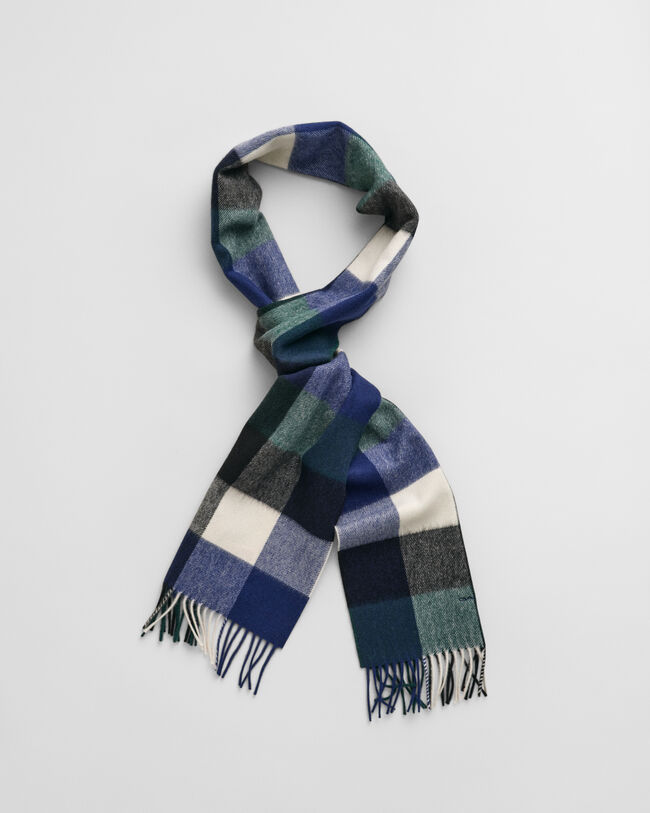 Foulard en laine mérinos à carreaux