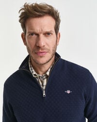 Pull à demi-zip micro texturé