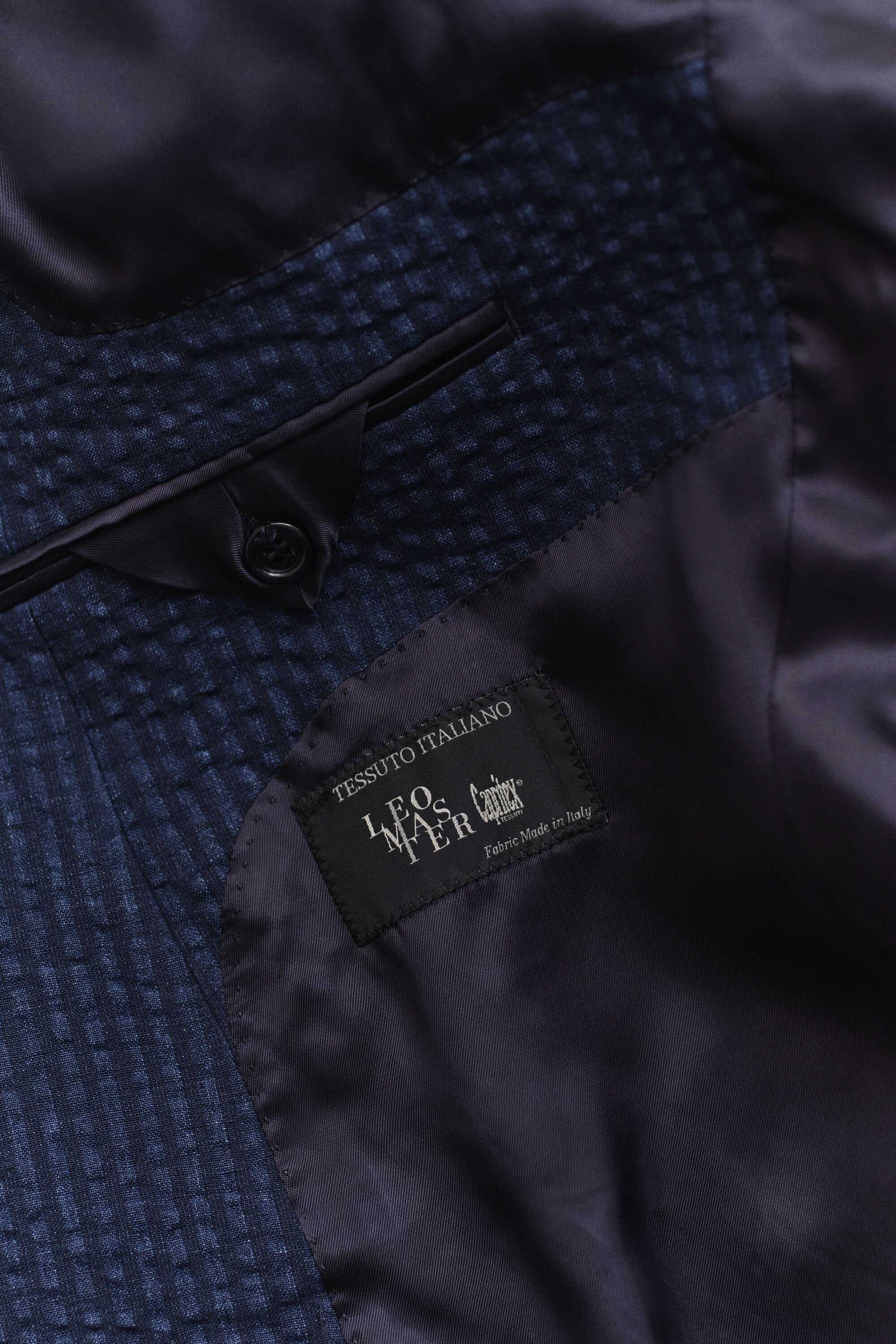 Veste de costume en seersucker indigo