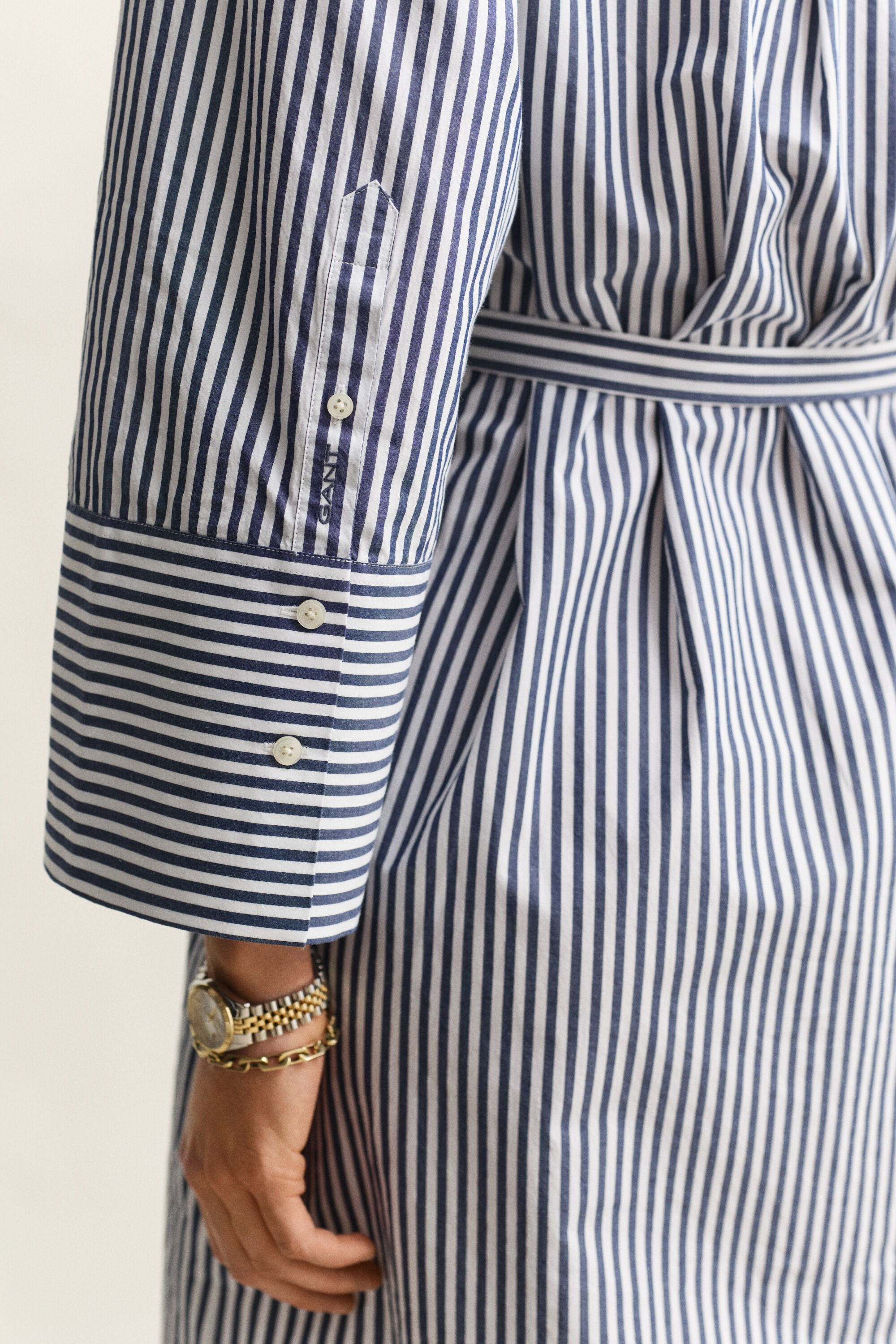 Robe-chemise en popeline à rayures