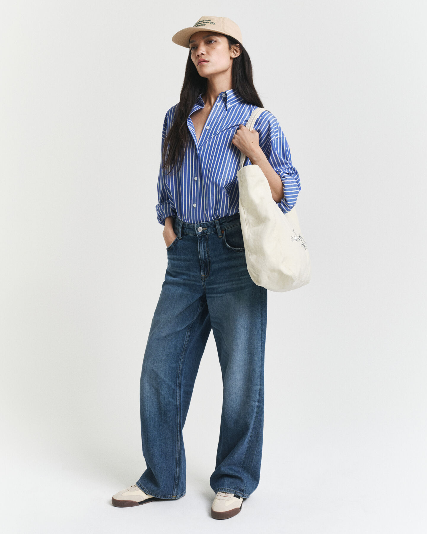 Chemise ultra-ample en popeline à rayures