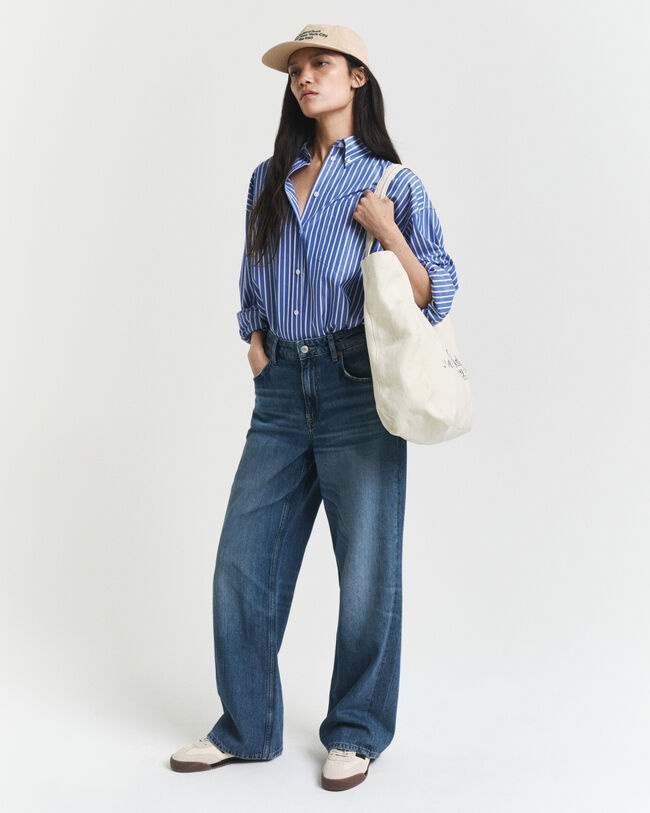 Chemise ultra-ample en popeline à rayures