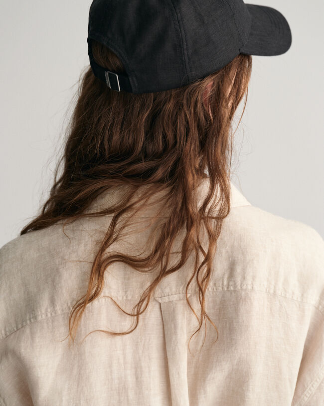 Robe-chemise en lin à manches courtes