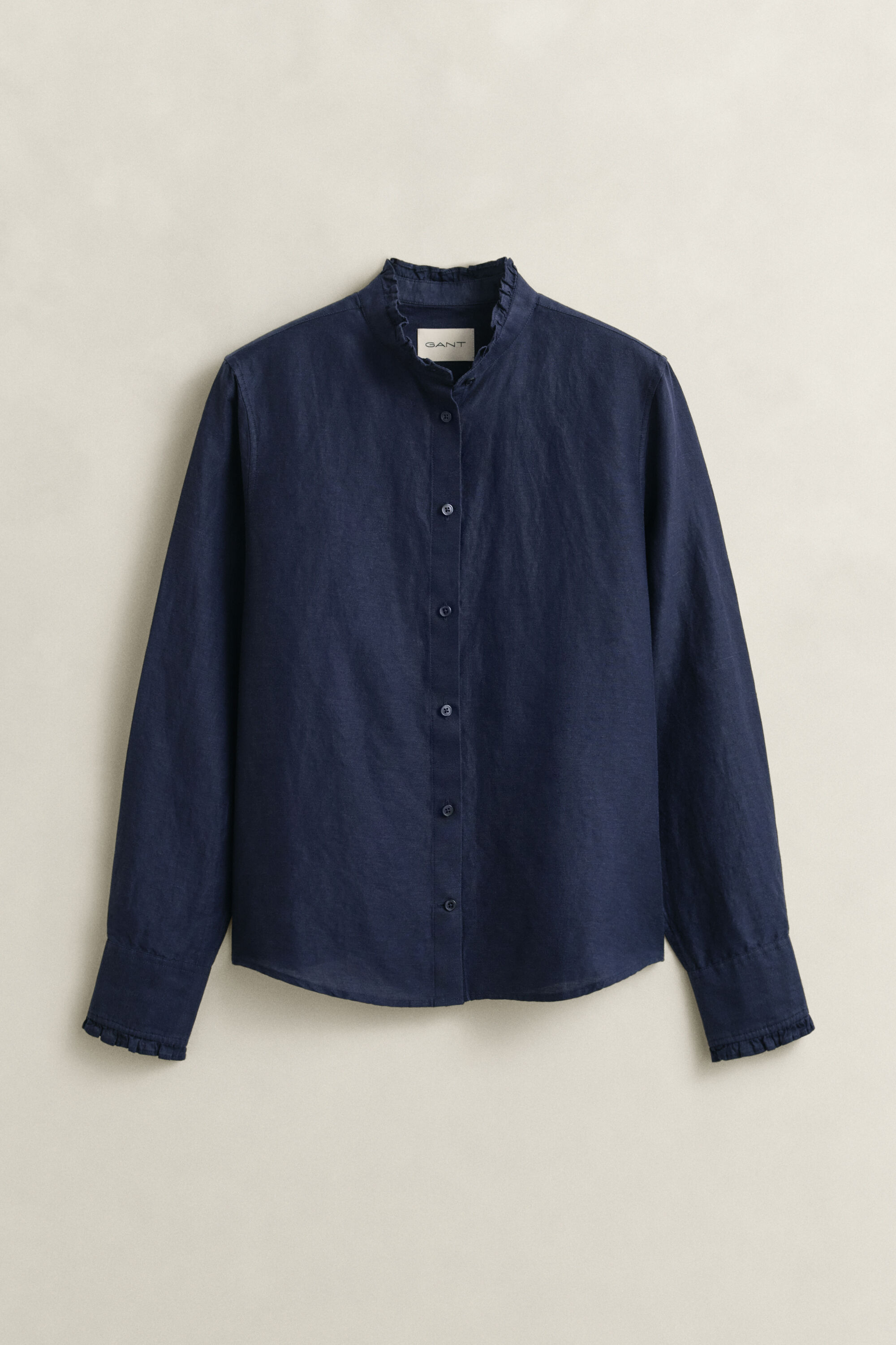 Chemisier à volants en lin mélangé