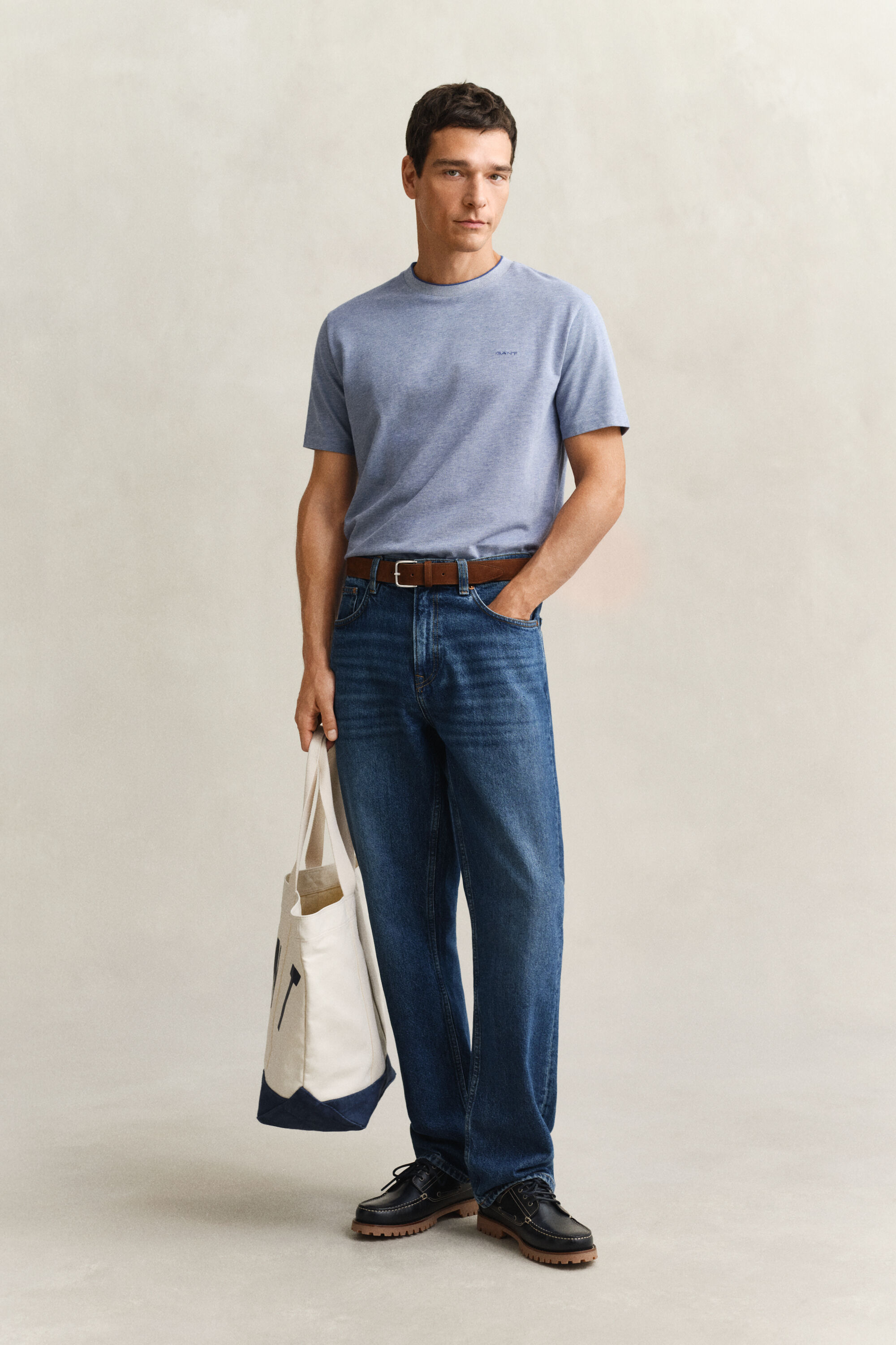 T-shirt bicolore en coton piqué