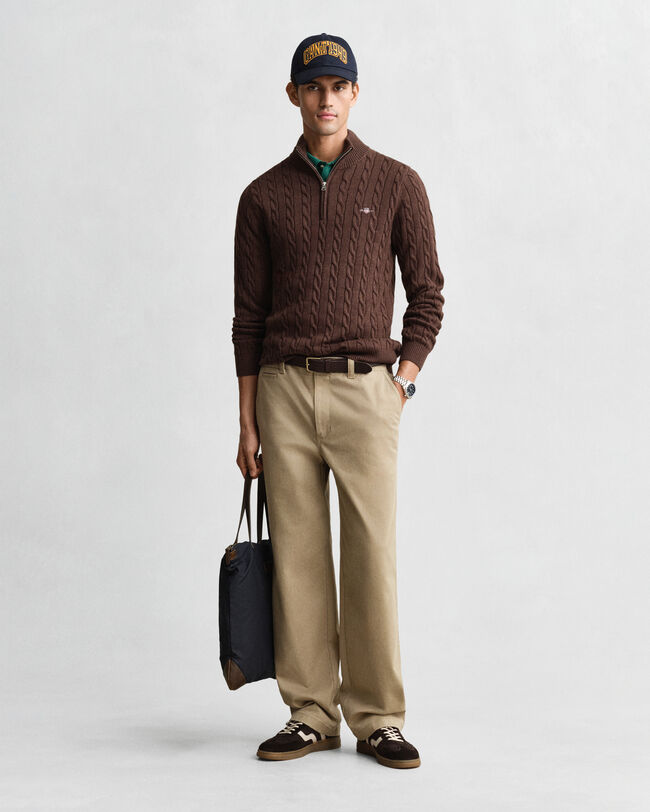 Pull à demi-zip en maille de coton torsadée