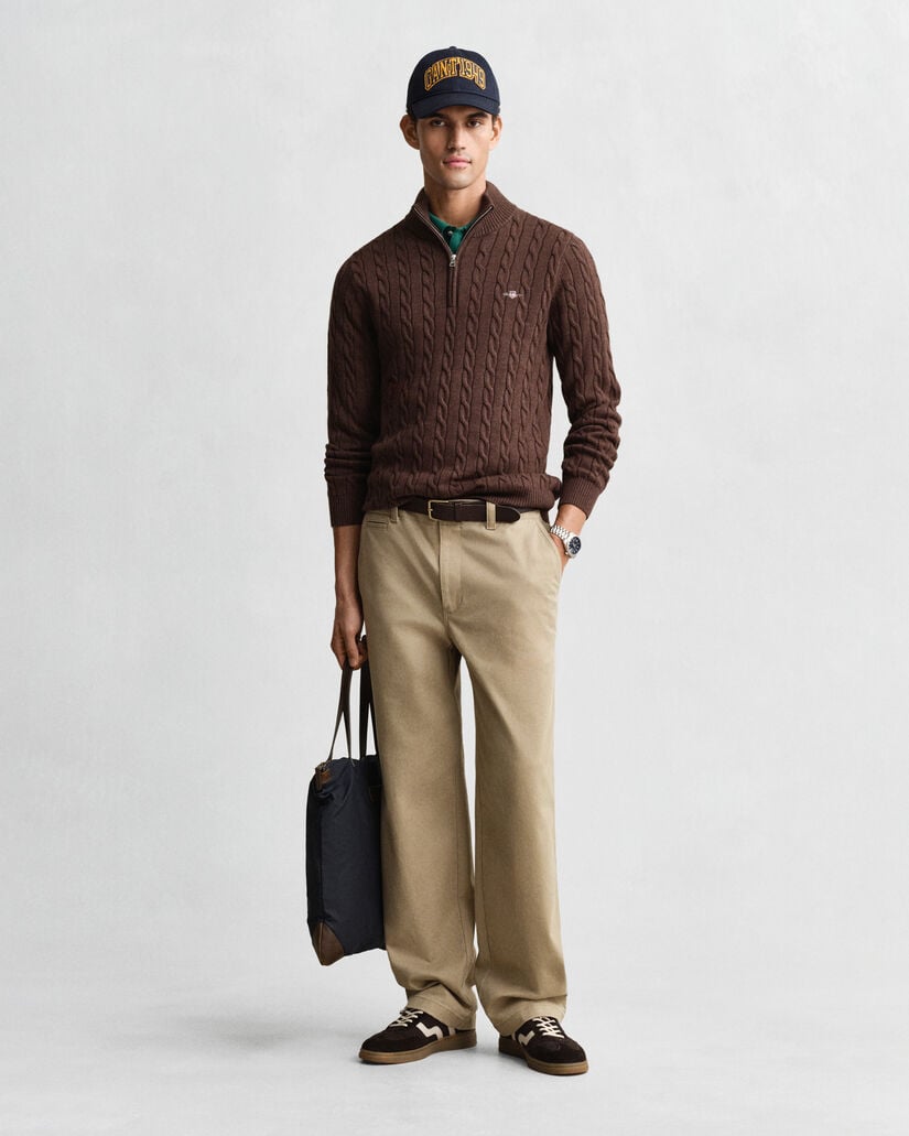 Pull à demi-zip en maille de coton torsadée