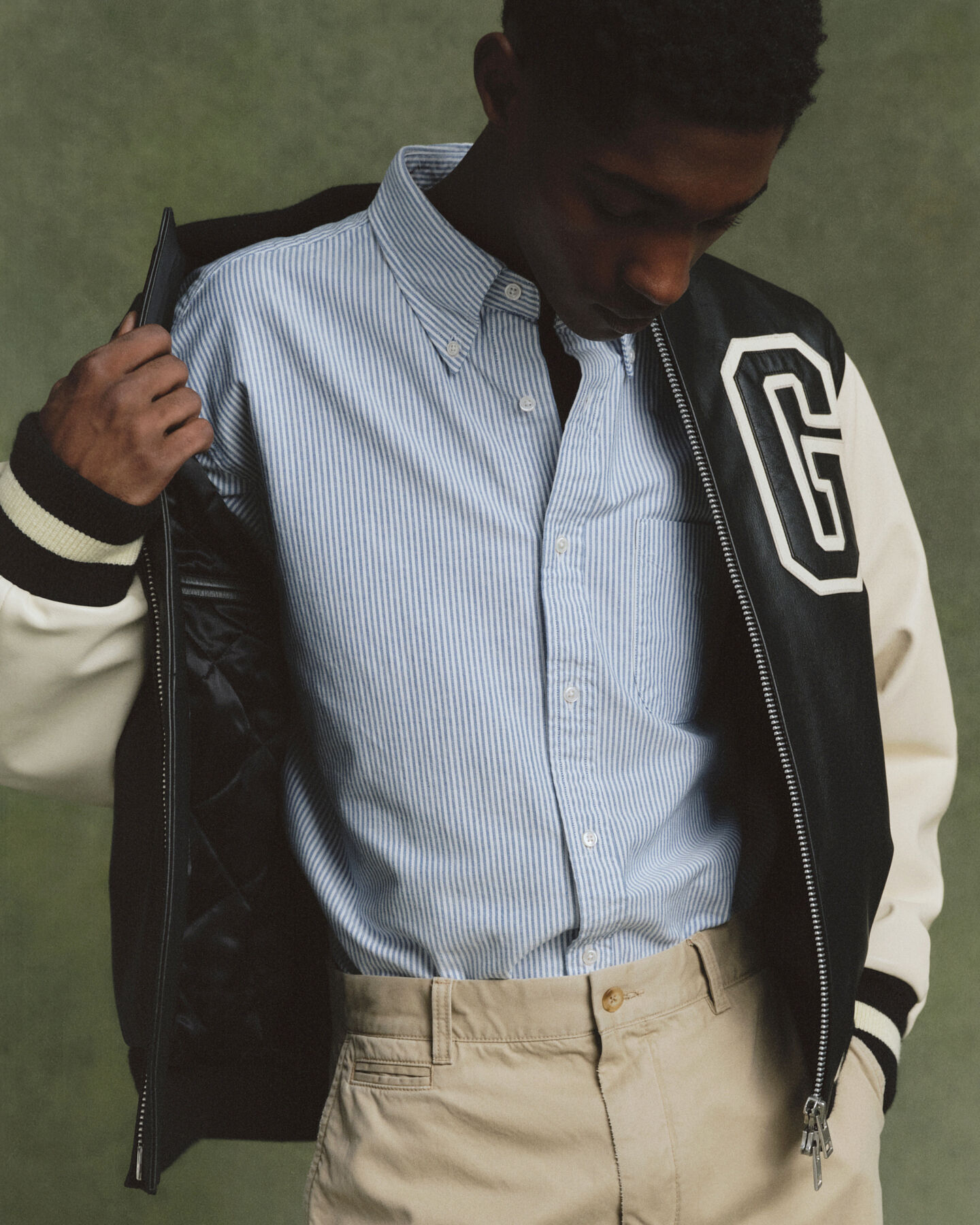 Chemise coupe décontractée US en coton Oxford à rayures Banker