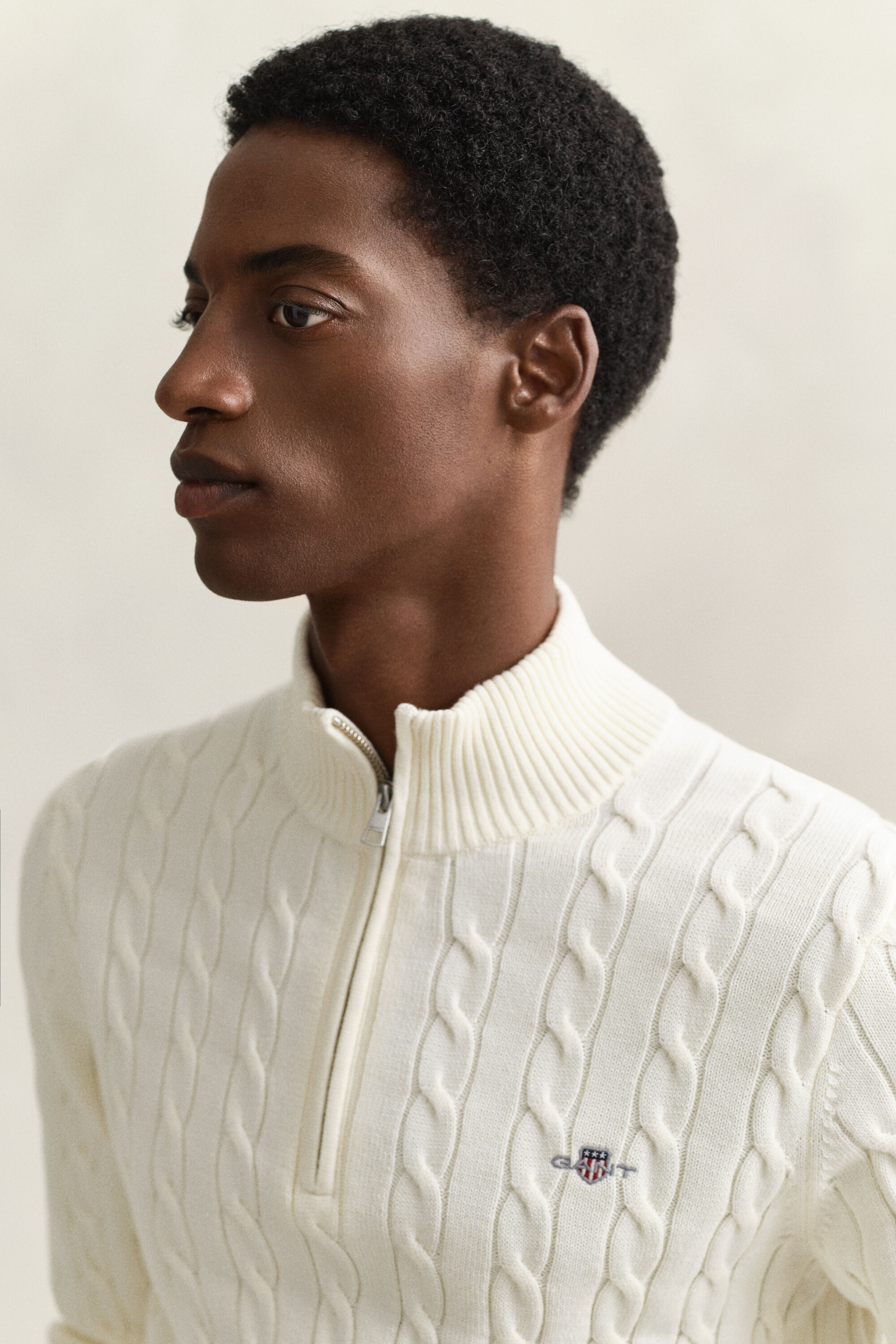 Pull à demi-zip en maille de coton torsadée