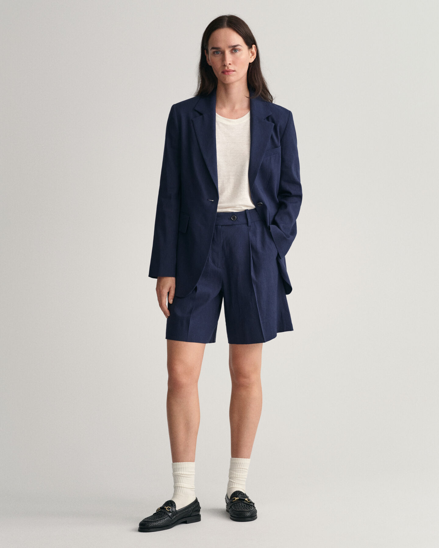 Short en lin stretch