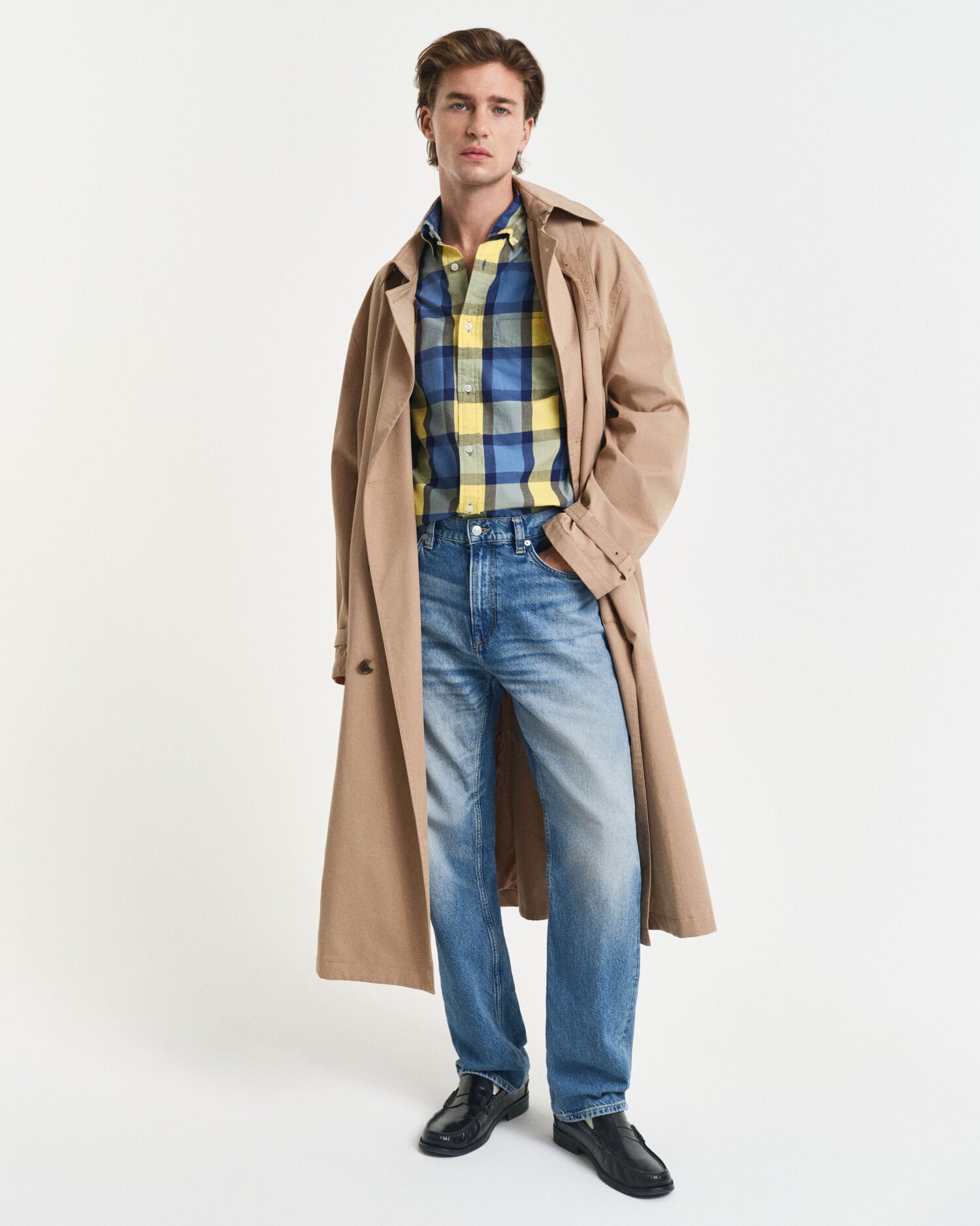 Chemise coupe décontractée en sergé à carreaux