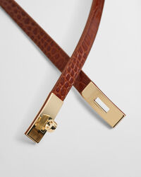Ceinture en cuir effet croco avec boucle tournante