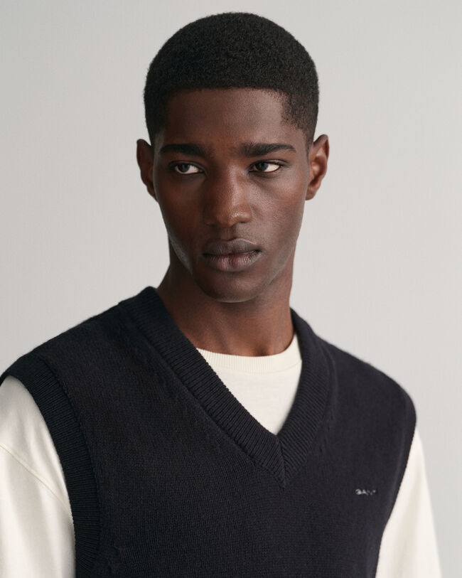 Doudoune sans manches en laine et coton