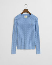 Pull col rond en maille de coton stretch à torsades