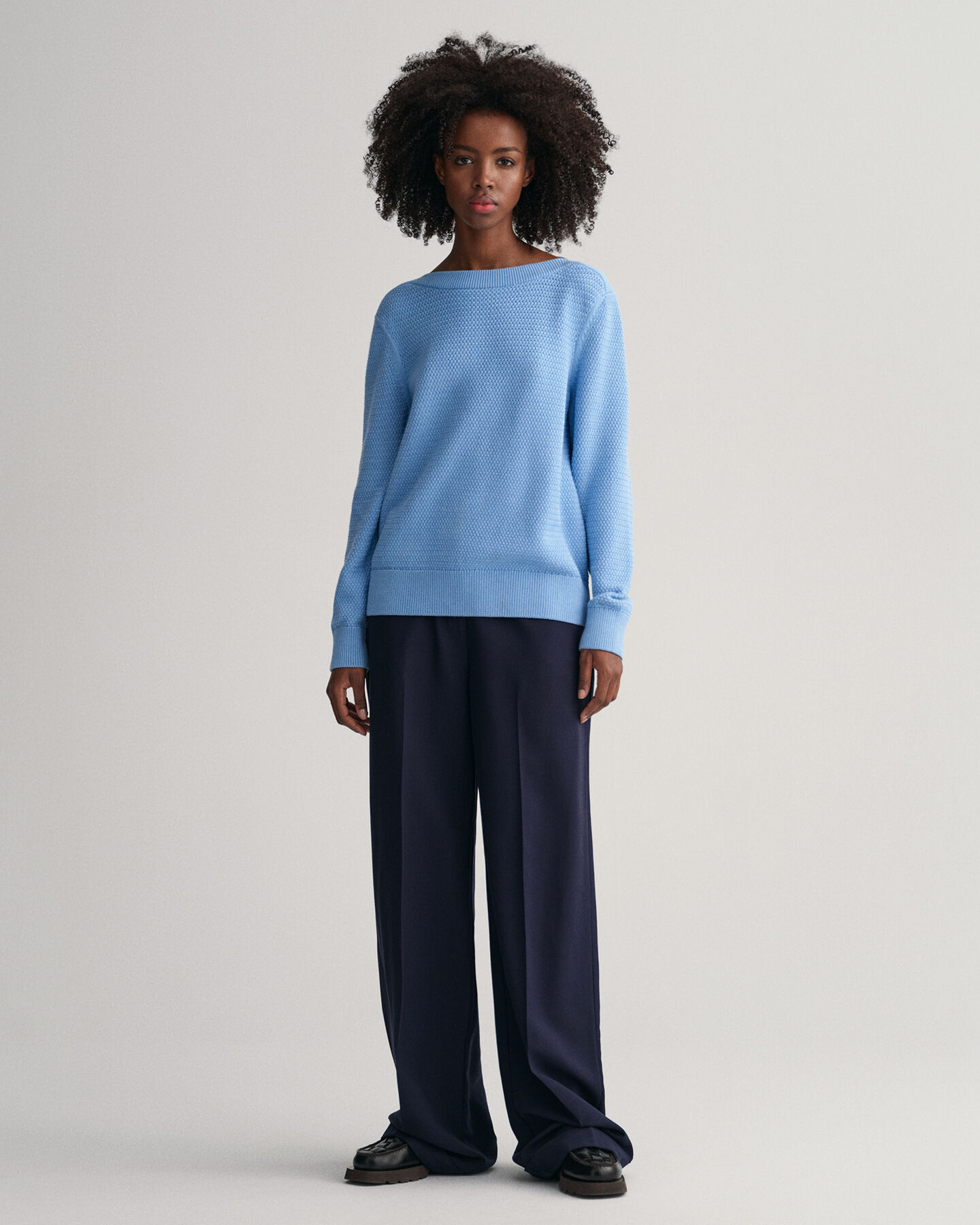 Pull col bateau en coton Textured