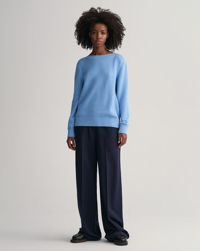 Pull col bateau en coton Textured