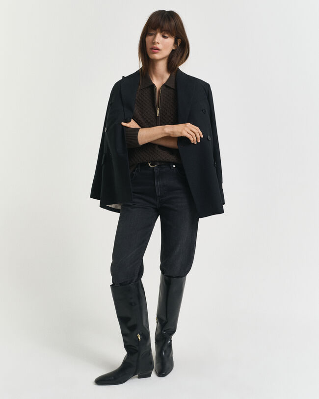 Pull à demi-zip en coton texturé