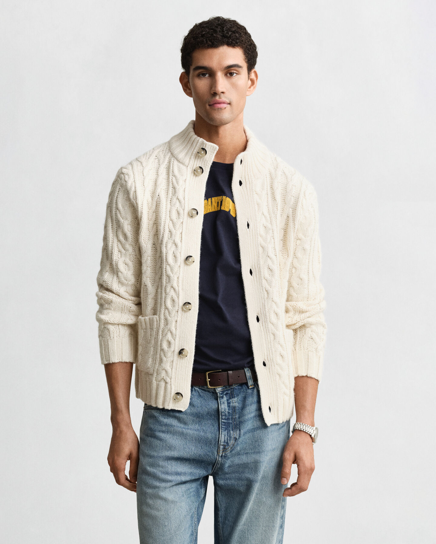 Cardigan en maille torsadée