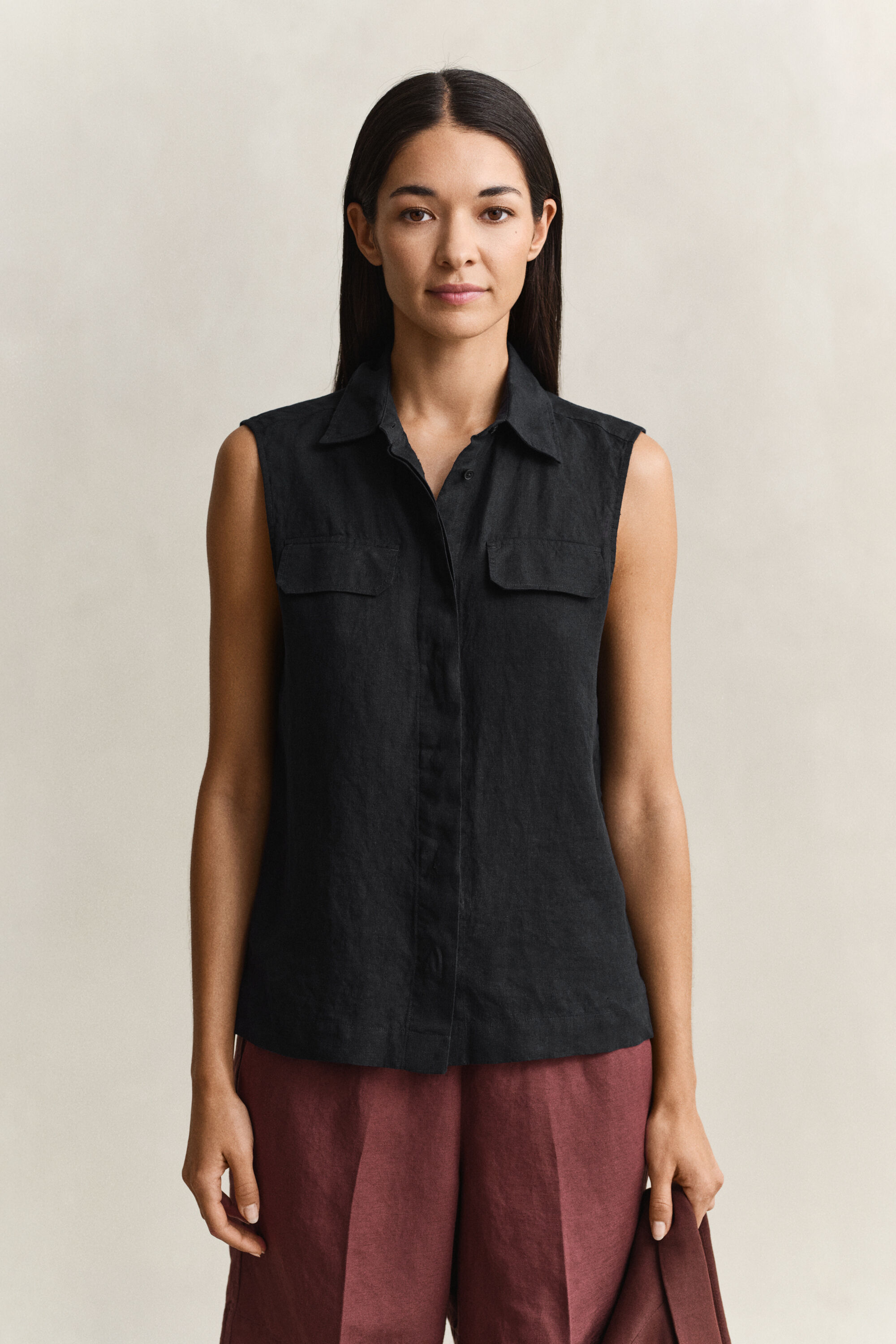 Chemise sans manches en lin