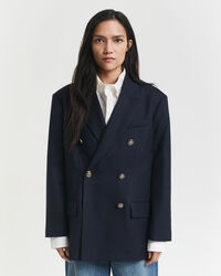 Veste blazer ultra-ample en laine Hopsack