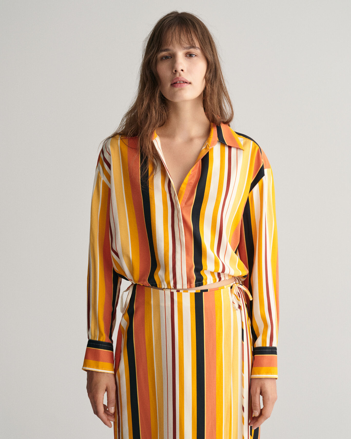 Chemise relaxed fit ray&eacute;e avec liens &agrave; nouer