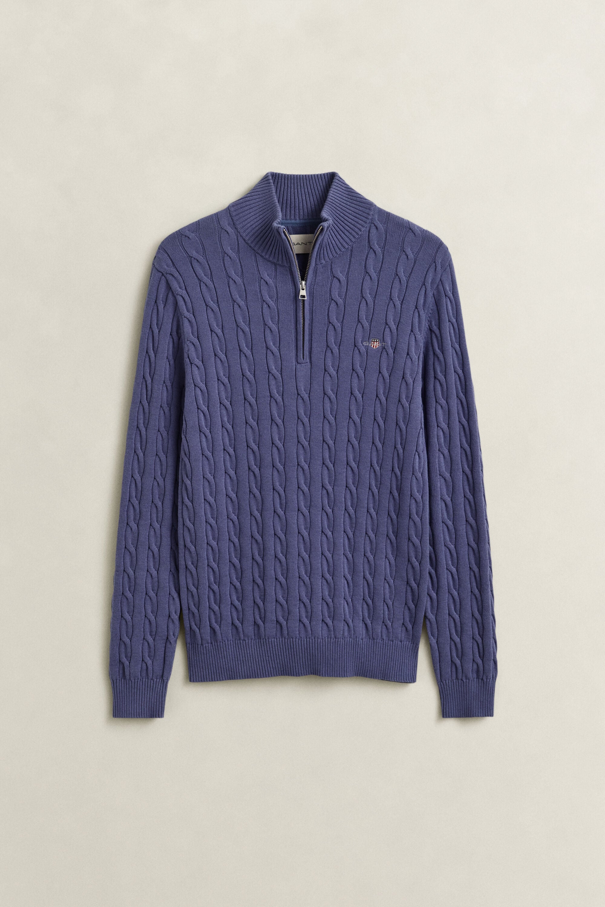 Pull à demi-zip en maille de coton torsadée
