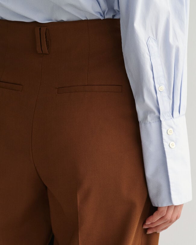 Pantalon taille haute pliss&eacute; &agrave; jambes larges