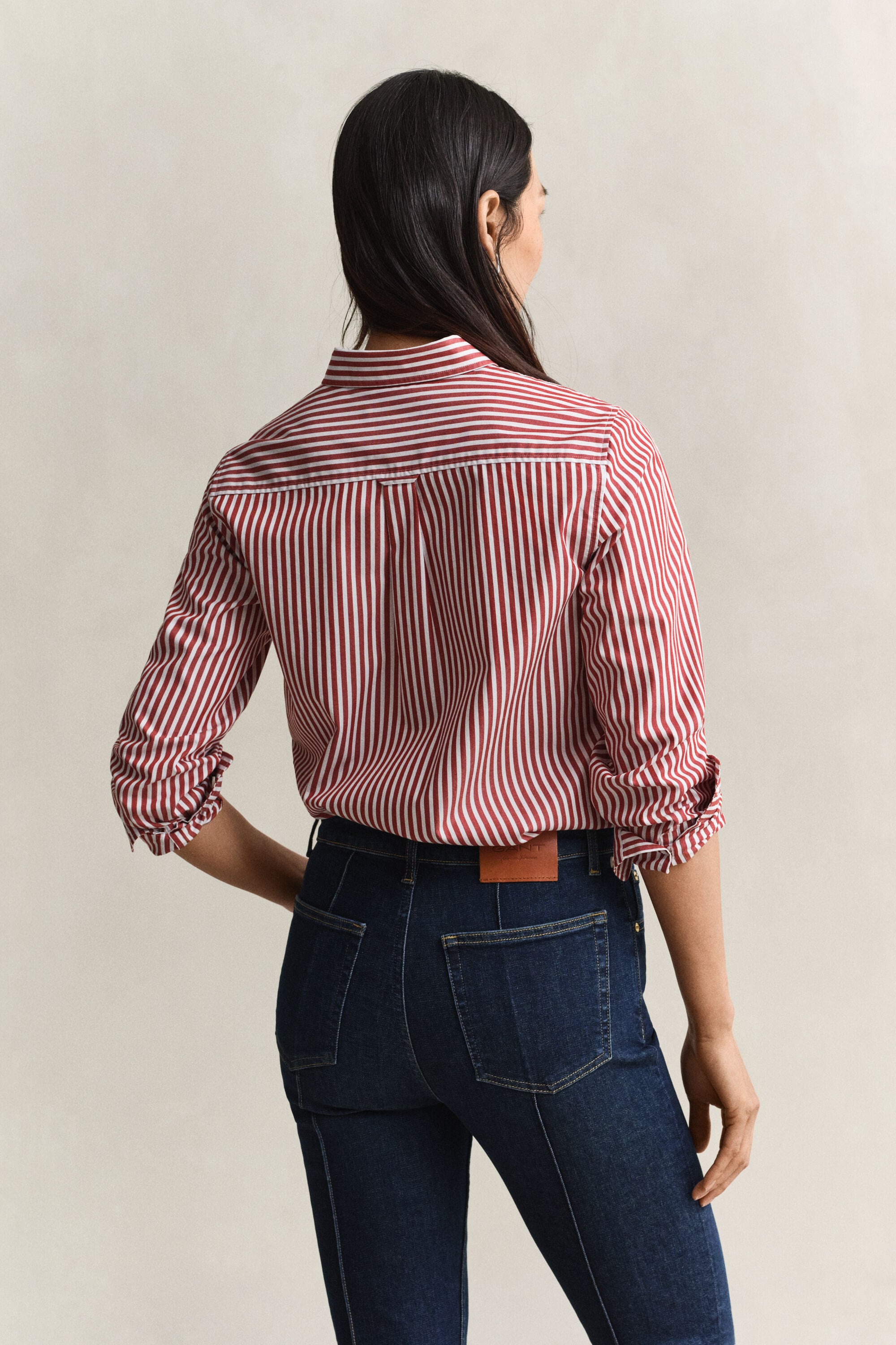 Chemise classique coupe regular en popeline à rayures