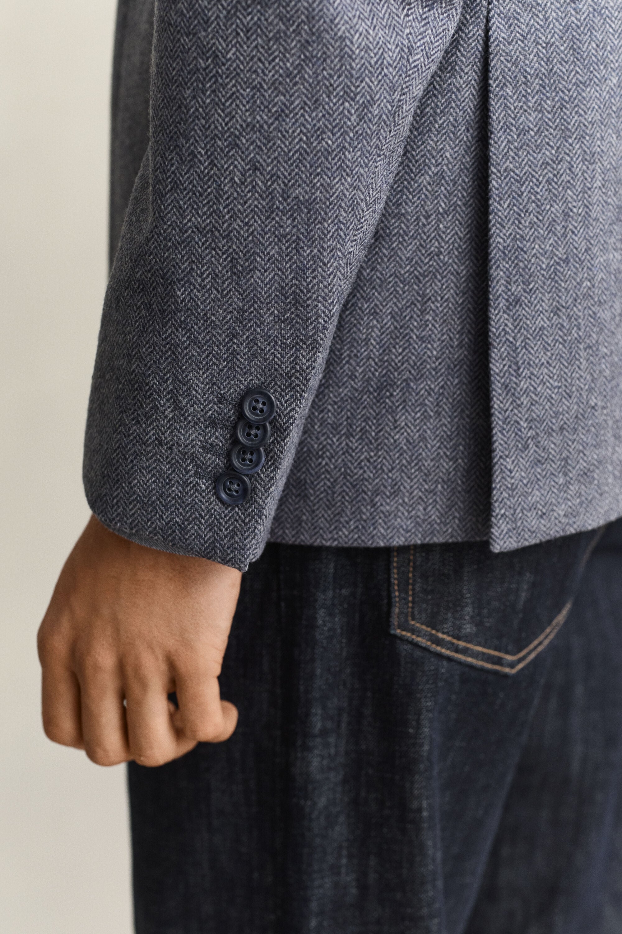 Veste de costume en laine à chevrons