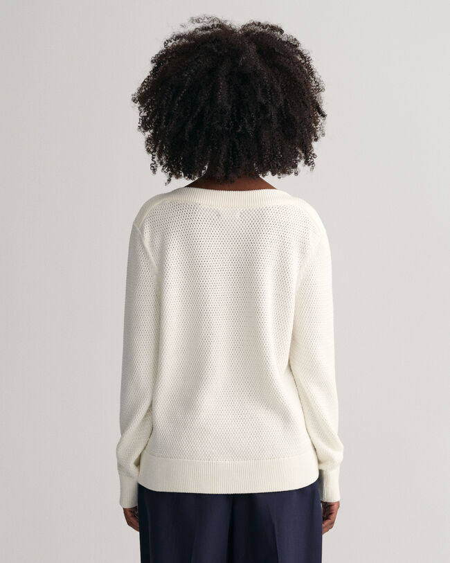 Pull col bateau en coton Textured