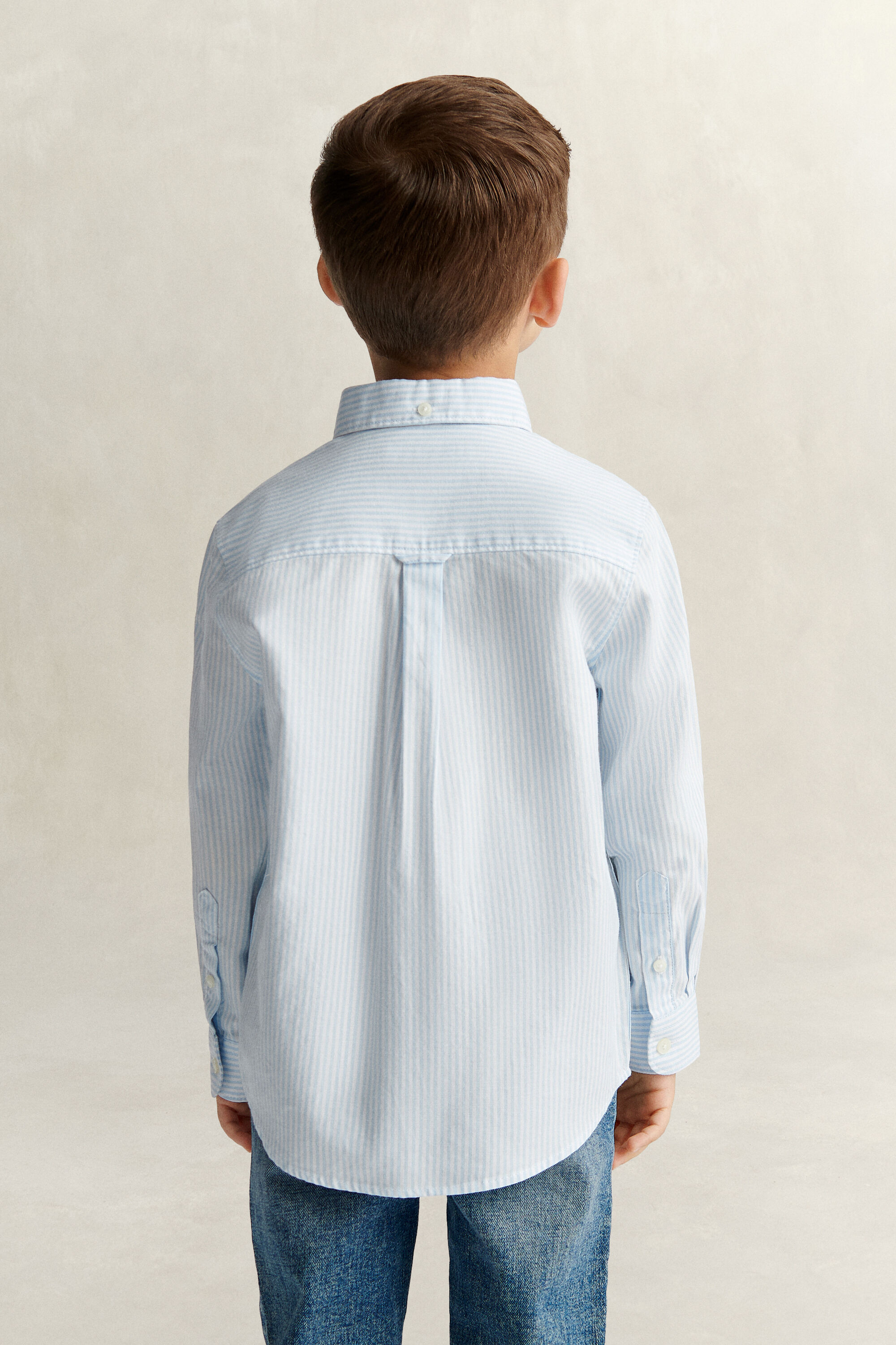 Chemise en coton Oxford à rayures avec écusson Garçon
