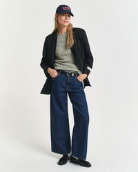 Pull col rond en maille de coton stretch à torsades