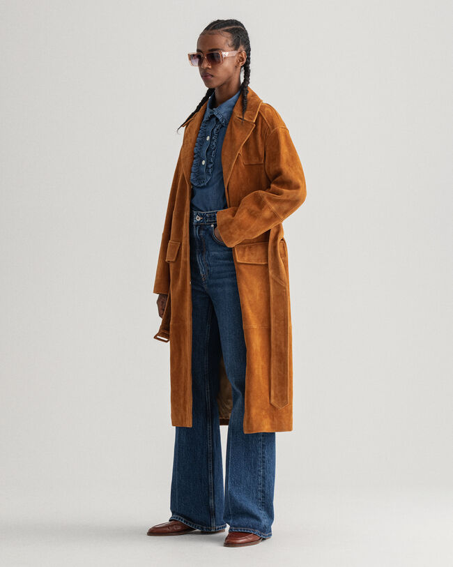 Manteau en daim avec ceinture
