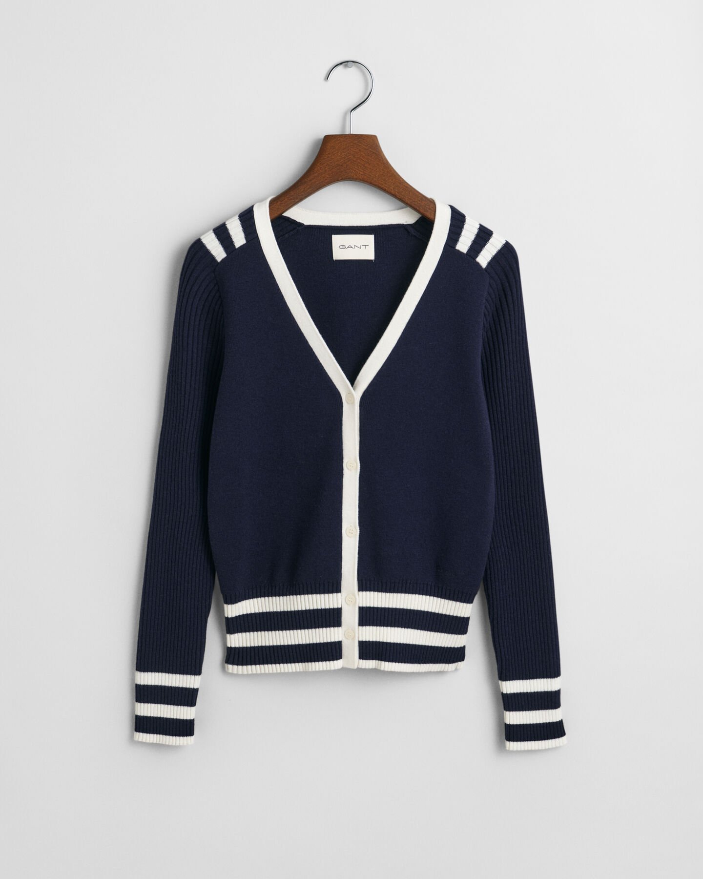 Cardigan col V avec finitions contrastantes