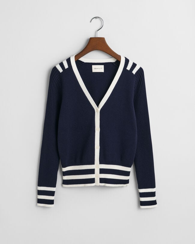 Cardigan col V avec finitions contrastantes