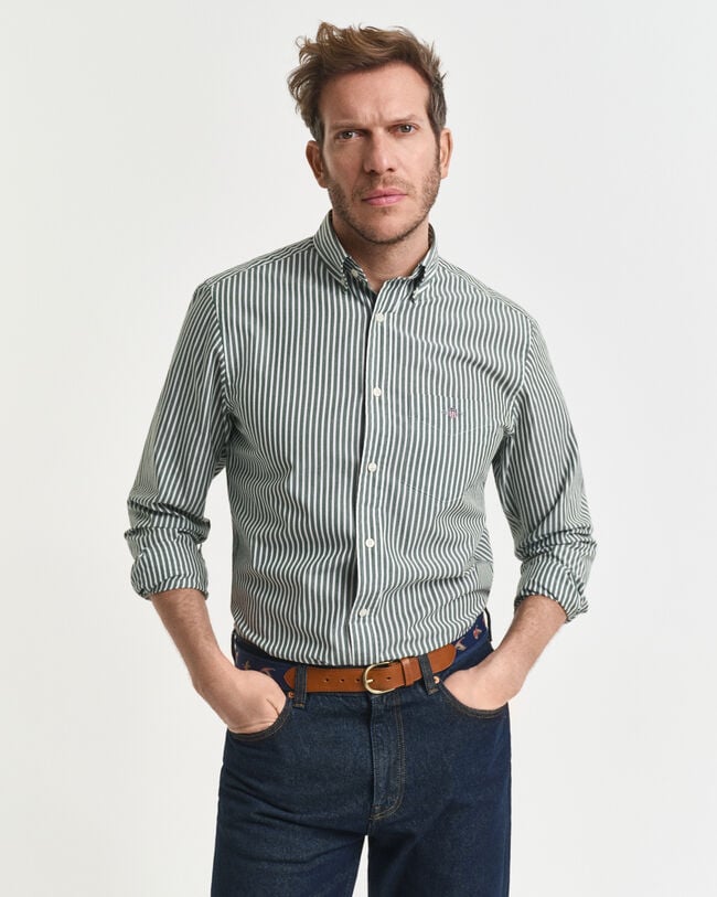 Chemise coupe regular en popeline à rayures classique