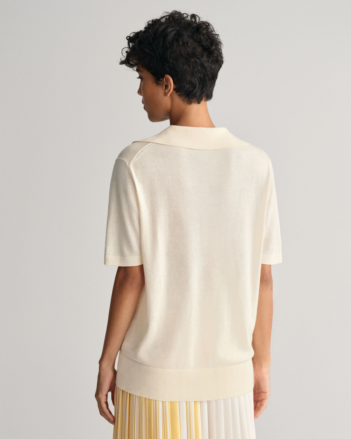 Rugger en maille fine &agrave; manches courtes