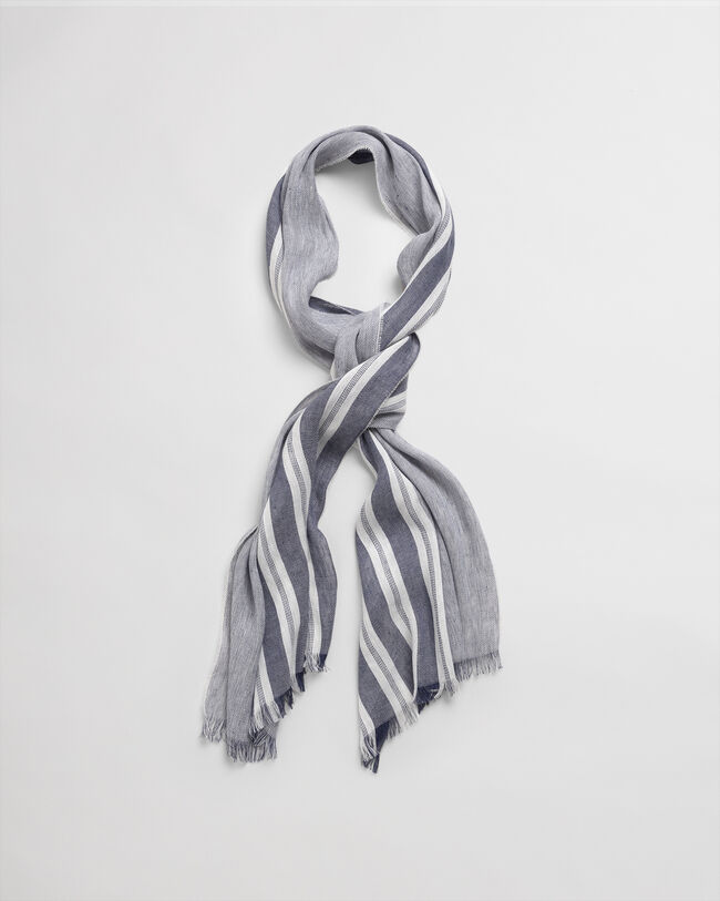Foulard en coton et lin &agrave; rayures