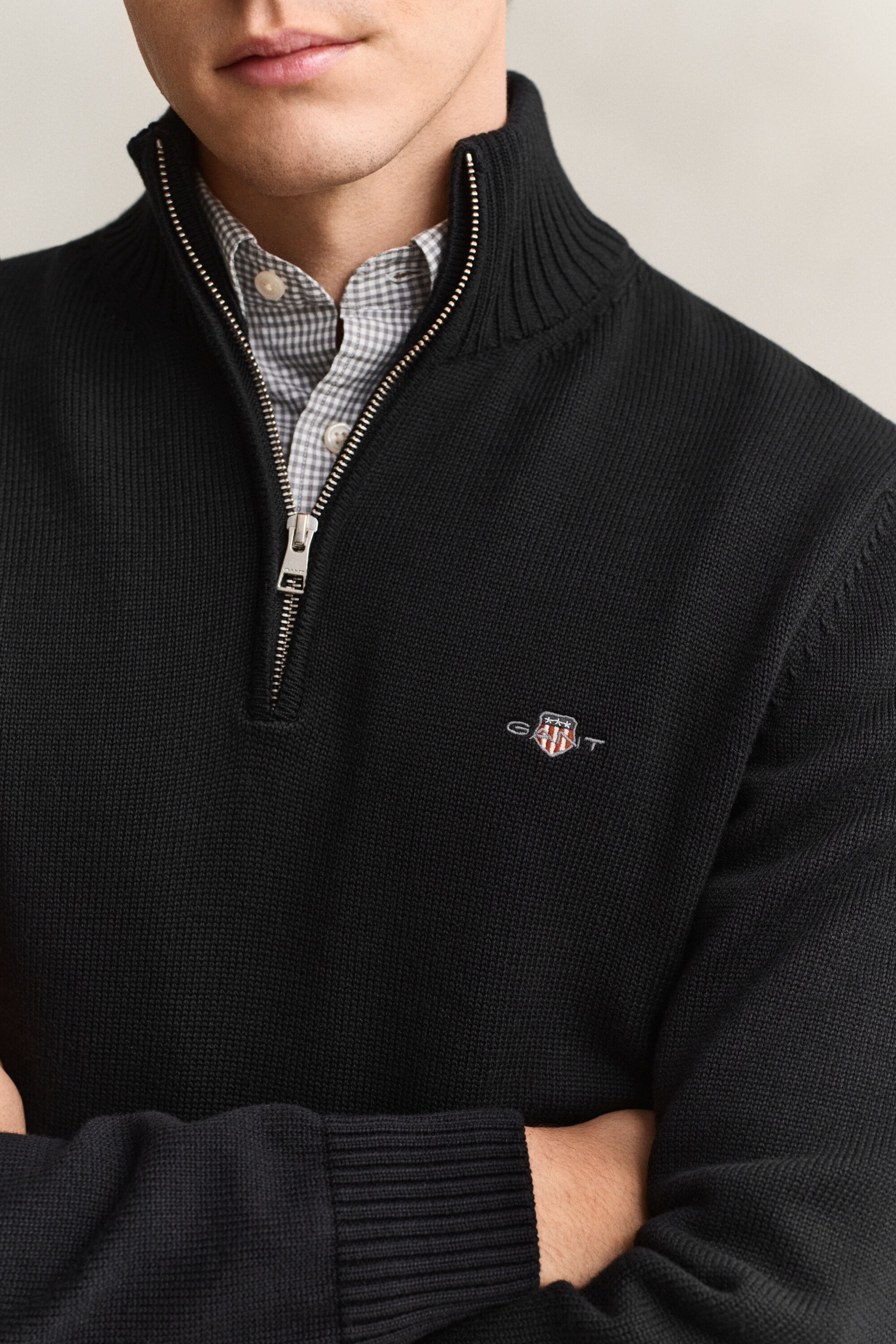 Pull en coton décontracté à demi-zip