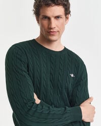 Pull col rond en maille de coton torsadée