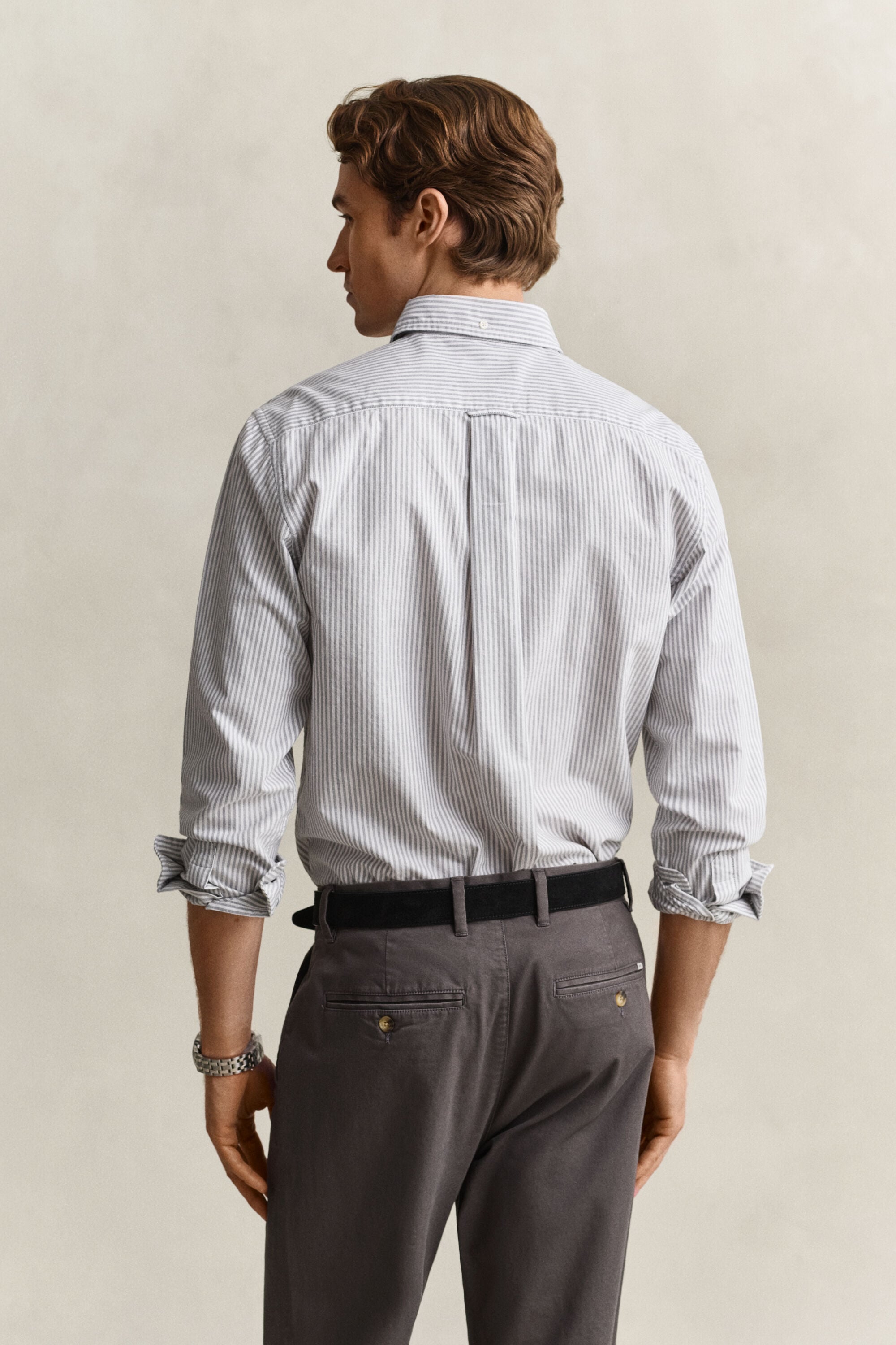 Chemise en coton Oxford classique à rayures Banker