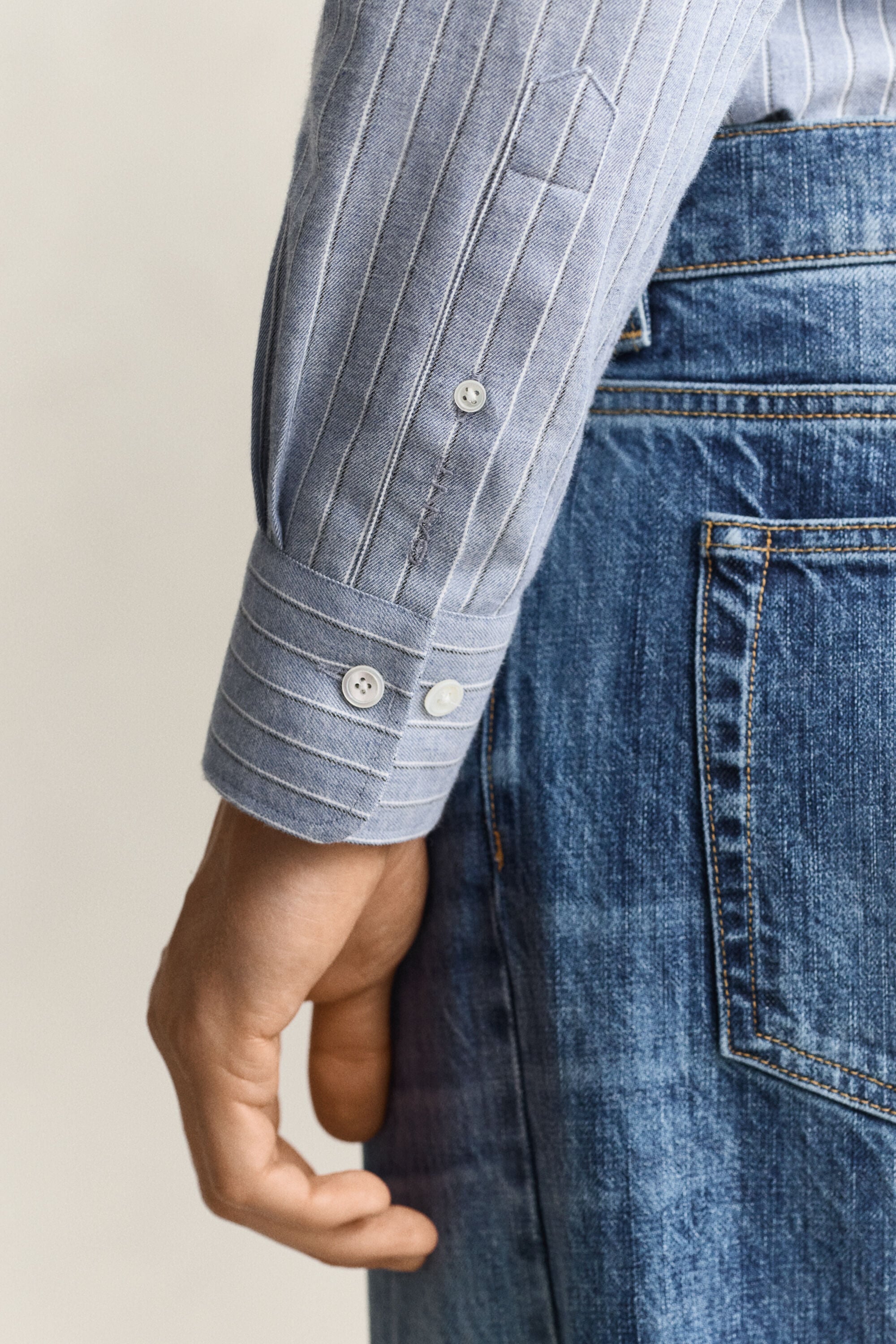 Chemise en flanelle chinée à rayures