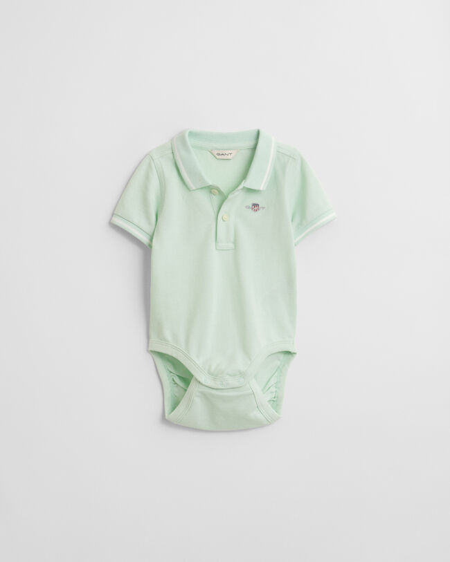 Body en coton piqu&eacute; avec liser&eacute; contrastant Baby