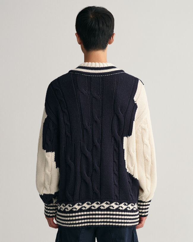 Pull col V en intarsia