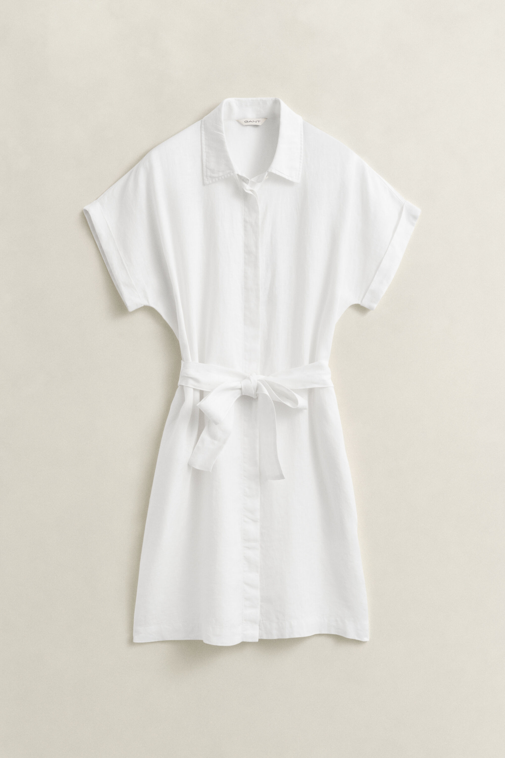 Robe-chemise à mancherons en lin
