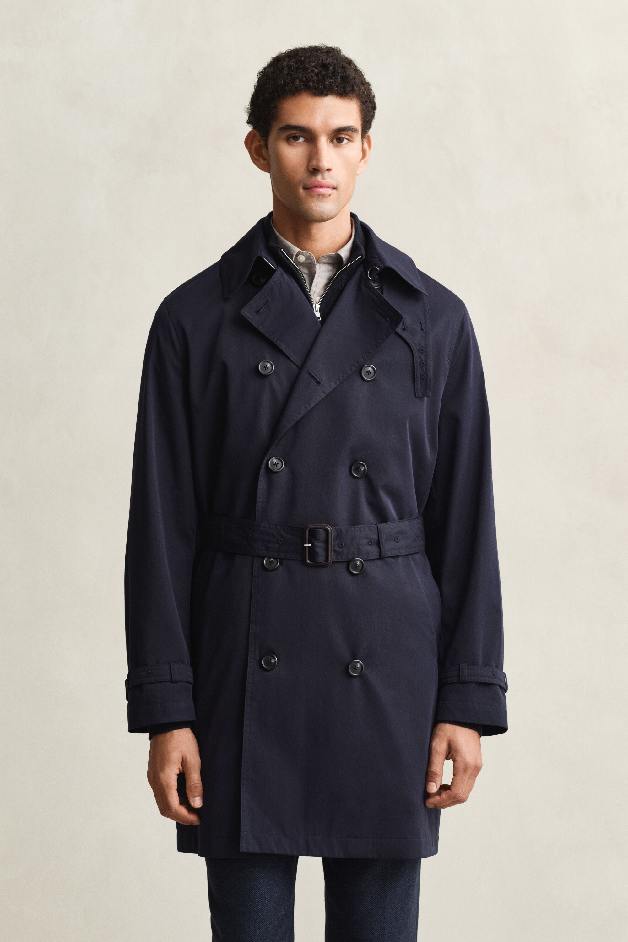 Trench-coat en coton mélangé