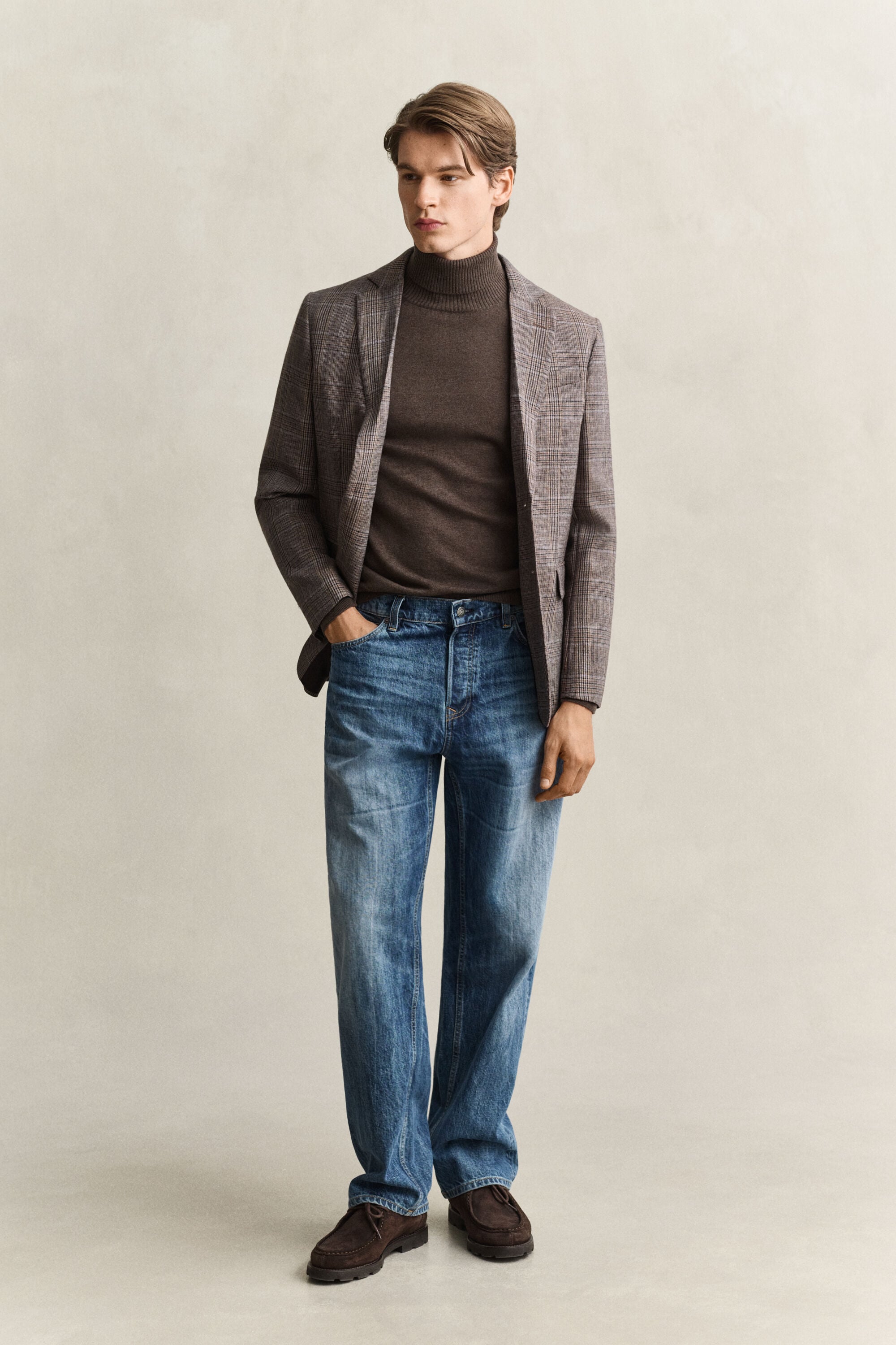 Veste de costume en laine à carreaux