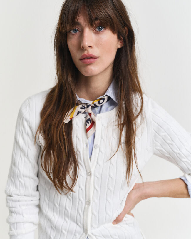 Cardigan en maille de coton stretch à torsades