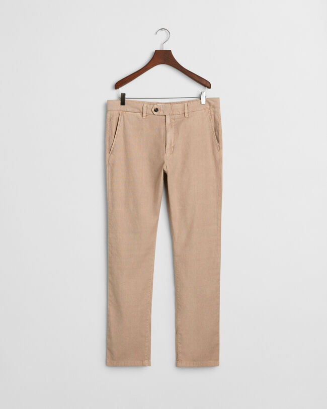 Pantalon chino coupe slim en coton et lin