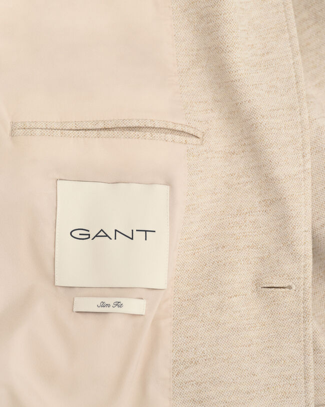 Veste blazer slim fit en coton et lin